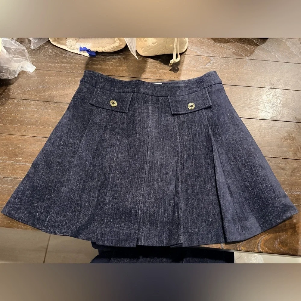 Private Label Blazer Skirt Set Navy Pleated Mini Italy 6 8 Medium Large